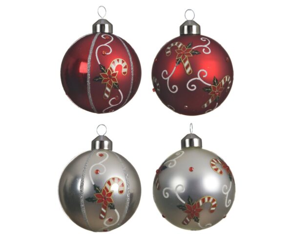 Bola c/baston de navidad diam. 8 cm