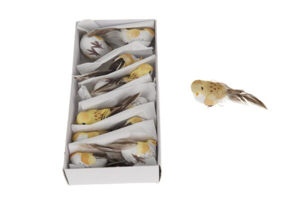 Caja 12 pájaros amarillos