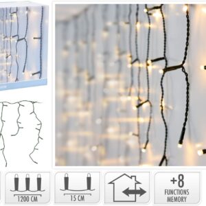 Cortina carambano 360 leds interior luz calida