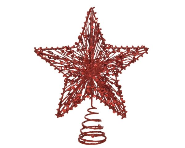 Estrella roja de metal para arbol 20x23 cm