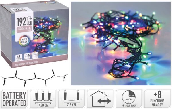 Guirnalda 192 led multicolor bateria 8 funciones