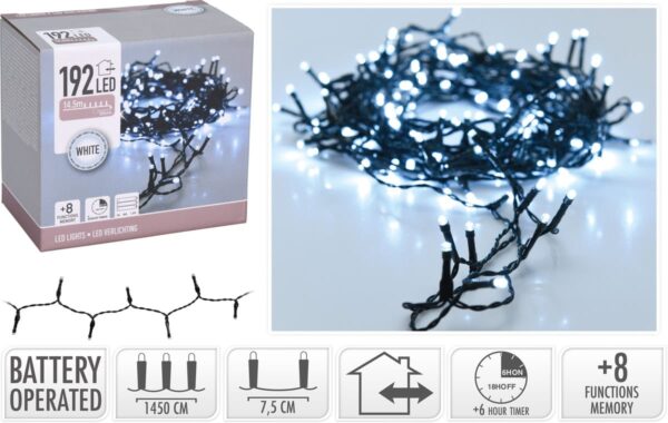 Guirnalda 192 leds blanco bateria 8 funciones