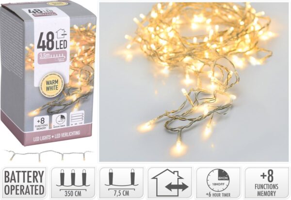 Guirnalda 48 luces led l.calida bateria