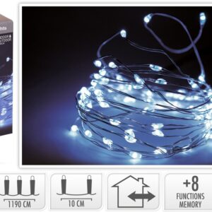 Hilo plata 120 micro leds 8 funciones luz blanca