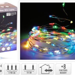 Hilo plata 120 micro leds 8 funciones multicolor