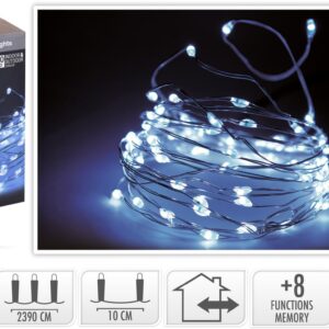 Hilo plata 240 micro leds 8 funciones luz blanca