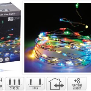 Hilo plata 320 micro leds 8 funciones multicolor