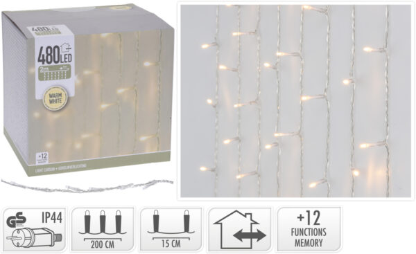 Iluminacion forma cortina 480 leds 12 funciones