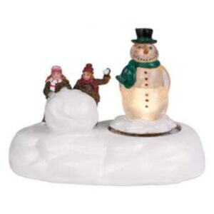 Lighted snowman with children