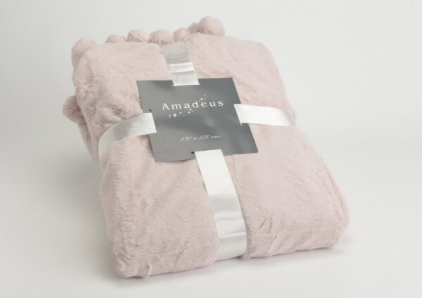 Manta pompon rosa