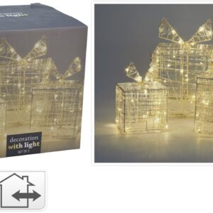 Set 3 cajas regalo acrilicas 90 leds