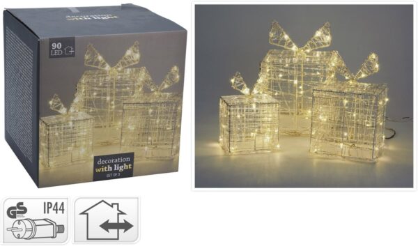 Set 3 cajas regalo acrilicas 90 leds